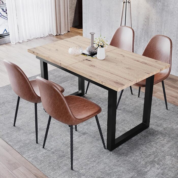 Розсувний обідній стіл Merax, 140/180x80x75 см, білий, металеві ніжки