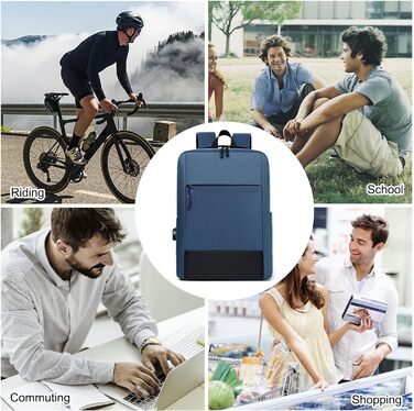 Рюкзак для ноутбука FANDARE Чоловічий жіночий шкільний рюкзак Денний рюкзак Трекінговий рюкзак із USB-портом для зарядки Денні рюкзаки для ділових поїздок, роботи, відпочинку, ранця на відкритому повітрі (синій)