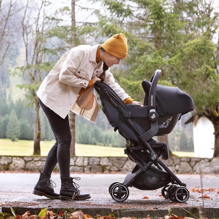 Дитяча коляска Maxi-Cosi Baby, 0-4 роки, до 22 кг, легка та компактна, 3 положення для сну, з плоскою лежачою поверхнею, складна, з ременем безпеки, чорна