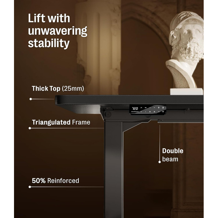 Регульований стіл MAIDeSITe S2 Pro 160x80 см: електричний, з захистом від зіткнень, чорний