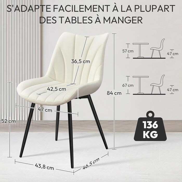 Набір обідніх стільців Yaheetech, 2 шт. з м'яким сидінням з велюру та металевими ніжками, для кухні, вітальні, обідньої кімнати, до 150 кг