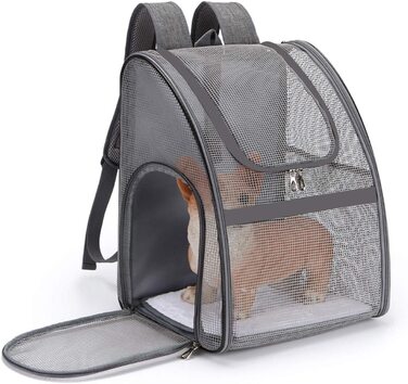 Сумка для перенесення собак PETCUTE дихаюча переноска для маленьких собак легкі рюкзаки для домашніх тварин для кішок складаний похідний рюкзак для активного відпочинку з сітчастими віконними кишенями сірого кольору