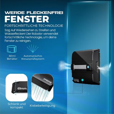 Робот для миття вікон Wind X3 2026 - Інтелектуальний робот-прибиральник для вікон з функцією розпилення, для внутрішнього та зовнішнього використання, підходить для скляних поверхонь з або без рами