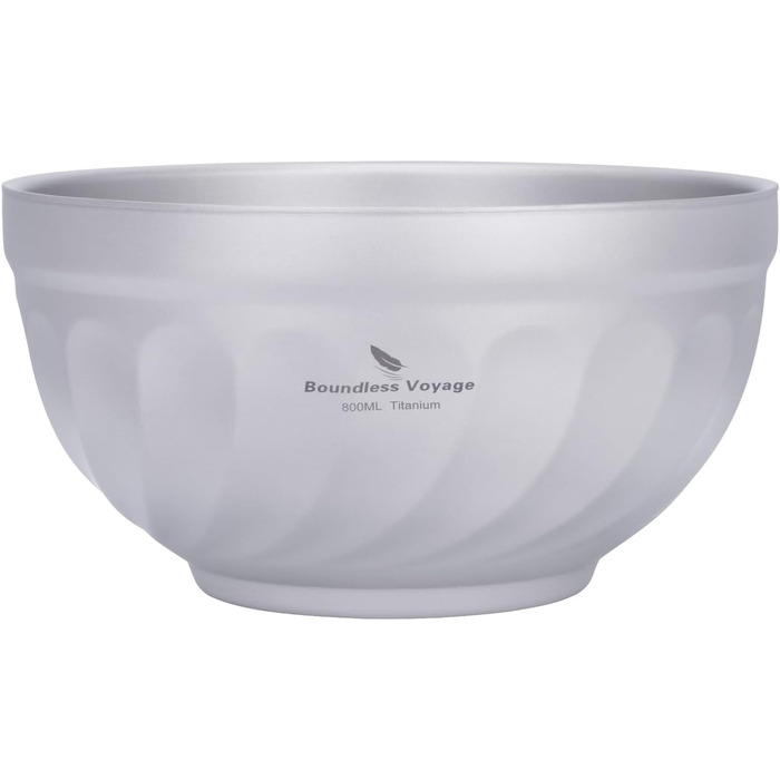 Титанові миски iBasingo з подвійними стінками 500мл та 800мл: для вівсянки, їжі, рису, супу. Легкі, портативні, металеві миски для кемпінгу та відпочинку на природі. Модель Ti1169t