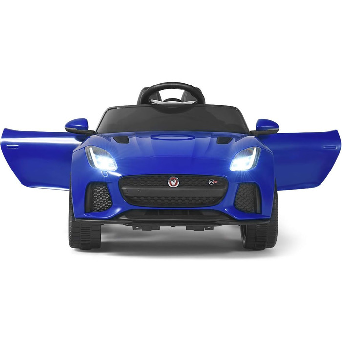 Електромобіль для дітей COSTWAY Jaguar, 12V, з музикою, історіями, сигналом та фарами, з дистанційним керуванням, швидкість 3-5 км/год, для дітей від 3 років, синій