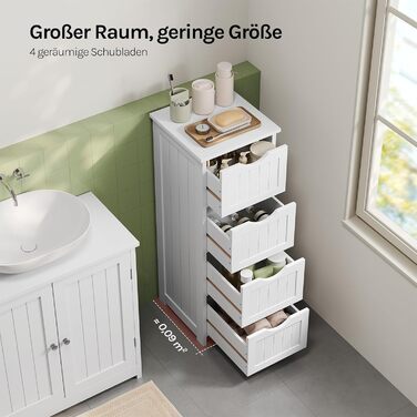 Шафка для ванної кімнати WOLTU, вузька, з 3 висувними ящиками, 32 x 30 x 81 см, для ванної, вітальні, спальні, їдальні, кухні, сучасний дизайн, білий колір, BZS123ws