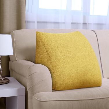 Підкова для читання Bettkeil, регульована подушка для відпочинку, трикутна подушка, подушка-підкова, диванна подушка для попереку, шиї, спини з знімним льняним чохлом (жовтий (Жовтий, 45см))