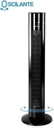 Баштовий вентилятор з дистанційним керуванням, іонний, 60 Вт, три ступені, лоток для есенцій, передня LED панель, чорний, 1009 -