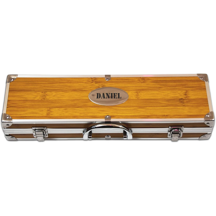 Набір для гриля BBQ з іменем - персональна гравіювання - 3 частини - з валізою для зберігання