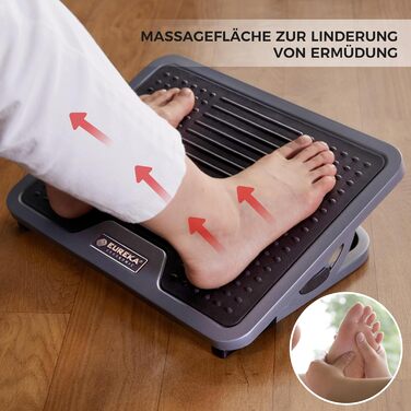 Підставка для ніг EUREKA ERGONOMIC регульована з масажною поверхнею для офісу та дому. Чорний та сірий колір