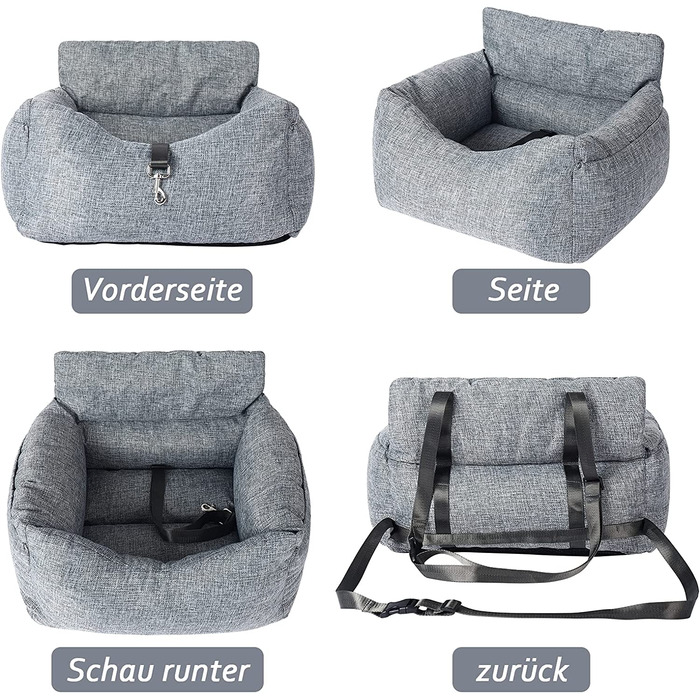 Автомобільне сидіння і ліжко NIBESSER 2-в-1 для собак, водонепроникне і нековзне, сидіння-бустер для кішок, знімний чохол і подушка (тип 1-Світло-сірий)