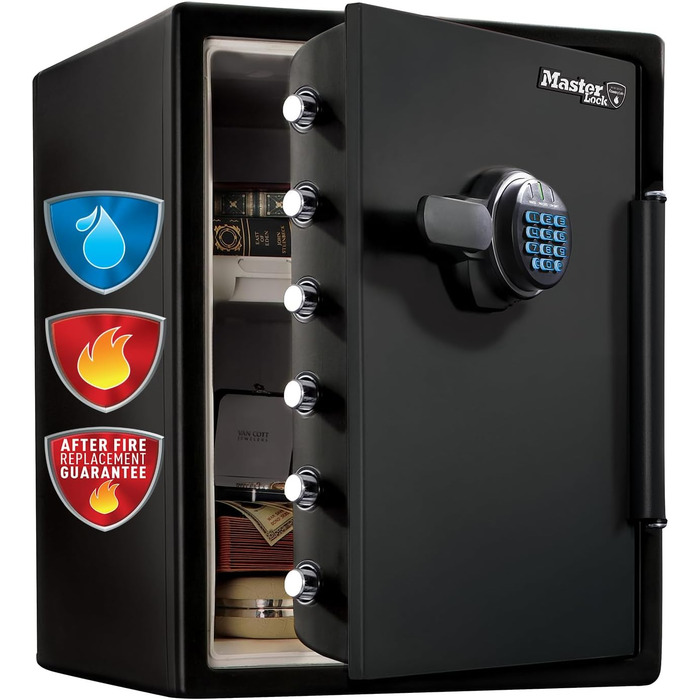 Сейф Master Lock вогнестійкий та водонепроникний з кодовим замком, трирівневий захист (пожежа, вода, перевезення), електронний код, 33.6 л, 45.3 x 41.5 x 49.1 см