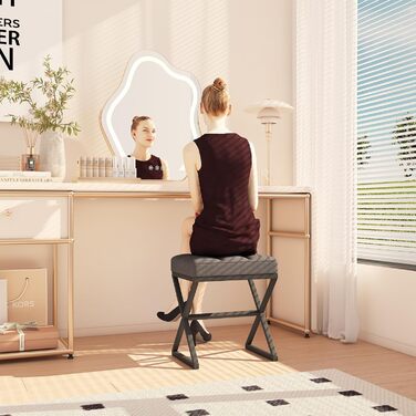 Пуф для макіяжу, пуф-табуретка з льону, сірий, 40x30x46 см, HBD033G