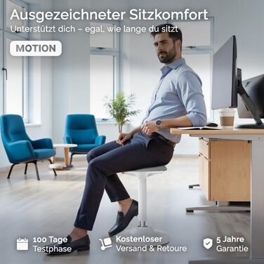 Ергономічний стілець-підставкою для сидіння та стояння - регульований офісний стілець та підставка для стояння з надзвичайно широкою основою та сидінням, стілець-стійка, що запобігає болю в спині та шиї (Білий)