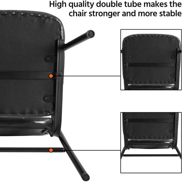 Крісла для гостей Yaheetech - 2 шт., чорні, з підлокітниками та спинкою, для вітальні, конференц-залу, їдальні, штучна шкіра, 58 x 60 x 85 см