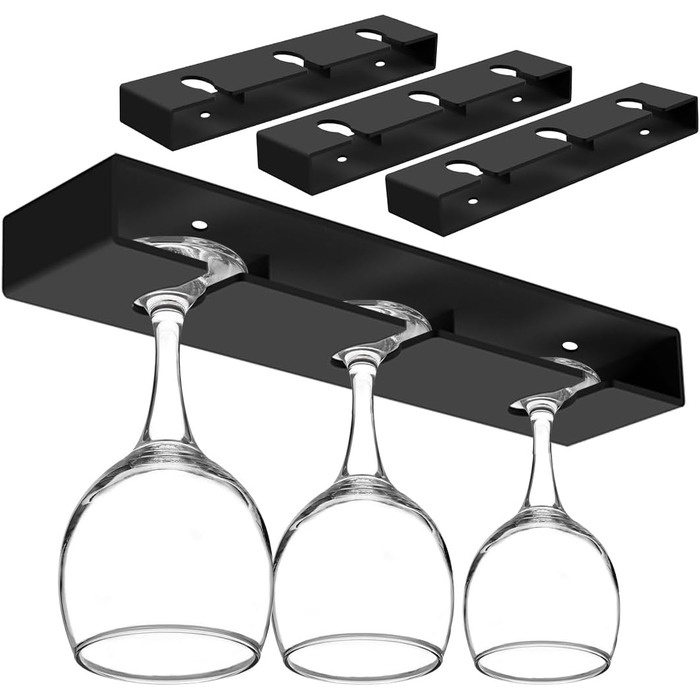 Тримач для келихів DESONAUT під полицю шафи, пластиковий, для сушки, 4 шт. (Чорний)