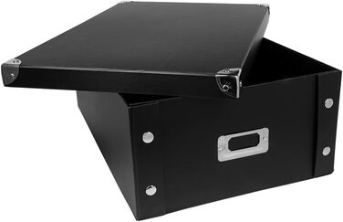 Ідеї з коробками для оздоблення серця Набір з 3 Коробка для зберігання з кришкою складний з картону та металу кожен 40,5 см х 28 см х 14,5 см (чорний)