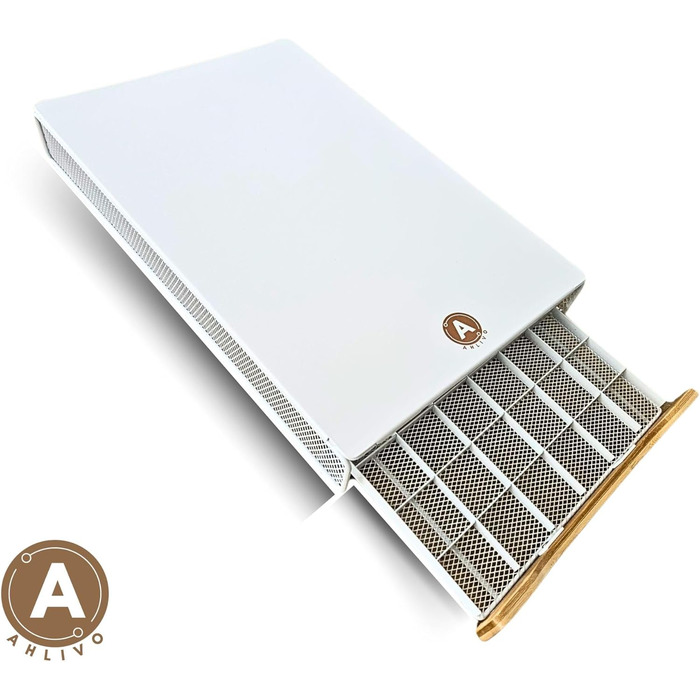 Організатор для капсул кави Nespresso Ahlivo – білий, на 60 капсул, з бамбуковою ручкою