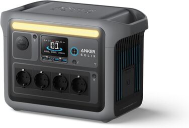 Anker SOLIX C1000 - Портативна електростанція, LiFePO4, 1800W, Швидка зарядка, для кемпінгу та резервного живлення (Сонячна панель опційно)