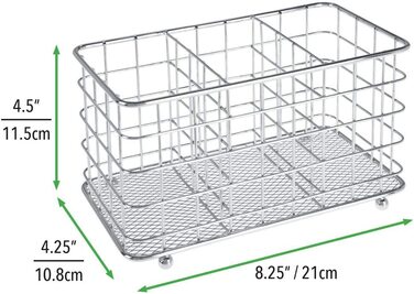 Металевий кошик для столових приборів mDesign для зберігання столових приборів - з 3 відділеннями для столових приборів, губок і вологих серветок - більш корисна