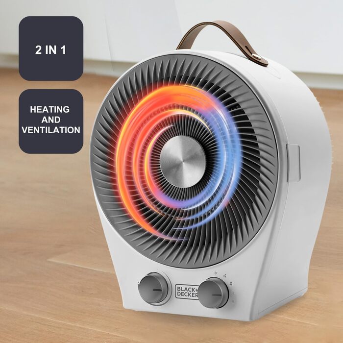 Обігрівач та вентилятор 2-в-1 BLACK+DECKER BXFSH2000E, 2000 Вт, білий