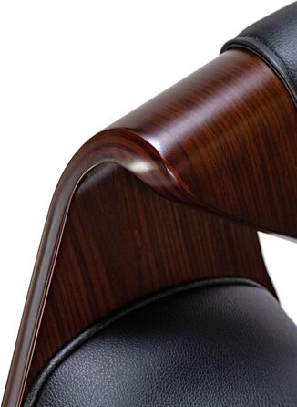 Барний стілець CLP Foley з штучної шкіри, з підлокотниками та спинкою, регульована висота, дерево, штучна шкіра, горіх/чорний