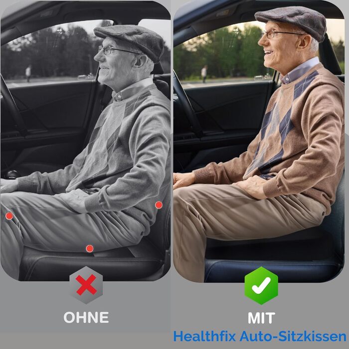 Ортопедичні подушки для сидіння Healthfix® – комплект 2 шт. для максимального комфорту та ергономічної підтримки спини (автомобільні)