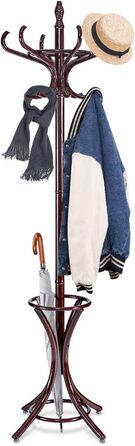 Стойка для одягу Giantex з підставкою для парасольки, дерев'яна, 12 гачків, для передпокою/вітальні (колір: коричневий)