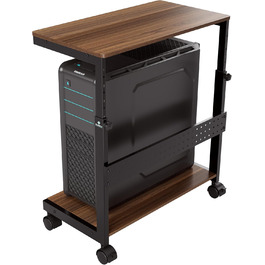 Підставка для комп'ютера EUREKA ERGONOMIC, регульована по висоті, ATX, для CPU, під стіл, з роликами та підкладкою під мишу (волоський горіх)