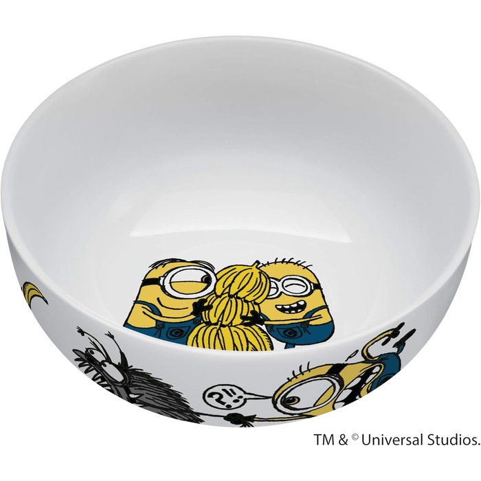 Набір дитячого посуду Minions WMF з порцеляни (3 шт.) з ложкою, від 3 років: тарілка, чашка, ложка, для сніданку, безпечний, миється в посудомийній машині