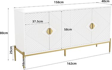 Двостулковий комод з ящиками з дерева, 140x40x76 см, для вітальні, спальні, коридору