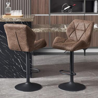 Барні стільці WOLTU 2 шт. - комплект, регульована висота, обертання, штучна шкіра, сталь, темно-коричневий