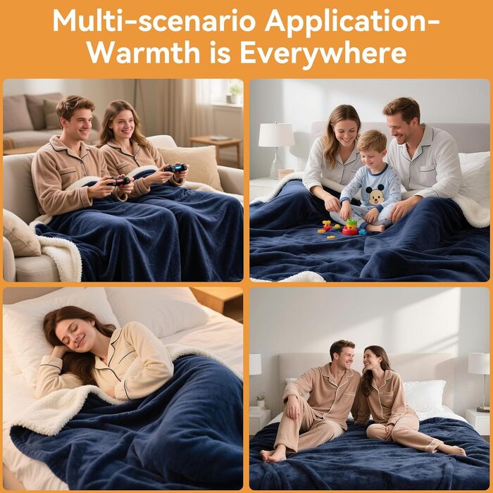 Електрична гріюча ковдра з автовимкненням 160x130 см, 9 режимів нагріву, таймер, LED-дисплей, пральна, для софи, ліжка, офісу, подарунок