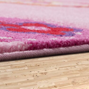 Домашній дитячий килим TT з малюнком метелика контурного крою для дитячої рожево-фіолетовий, Розмір Ø 120 см круглий