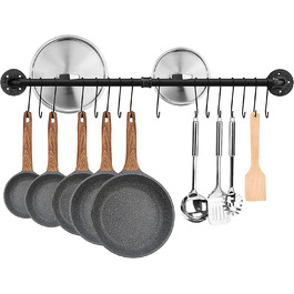 Кухонна підвісна планка Toplife для кухонного начиння, 60 см в промисловому стилі з 10 гачками, кухонна рейка з гачком, тримач для сковороди (100 см/16 мотик)