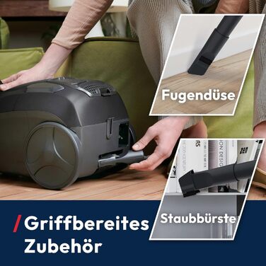 Пилголом Hoover HE2 Kompakt: потужний пилосос з мішком для твердих поверхонь та килимів, фільтр EPA, 3.5 л контейнер, аксесуари, 850 Вт, радіус дії 10 м [HE2Z10A]