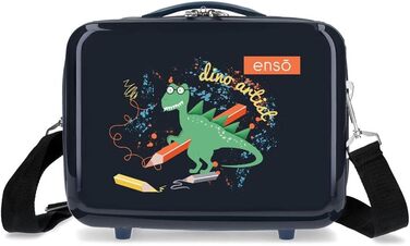 Ручна поклажа Enso Dino artist Multicolor, 34 л, 1,8 кг, 4 колеса, кодовий замок, в т.ч. сумка для туалетного приладдя