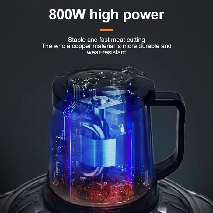 М'ясорубка-подрібнювач SOKANY SK-7015 800W електричний з чашею 3л з нержавіючої сталі, 2 швидкості, для м'яса, овочів, фруктів