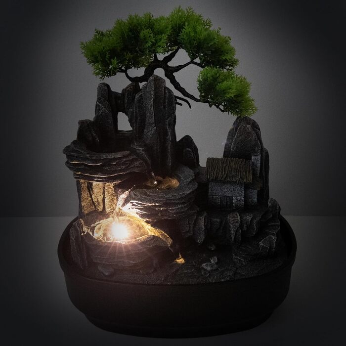 Кімнатний фонтан Лемодо з LED-підсвічуванням, 3-рівневий, для дому, офісу, 27x19x33 см