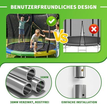 Батут JUMMICO садовий Ø360 см з сіткою безпеки та захисним покриттям для дітей, кольоровий