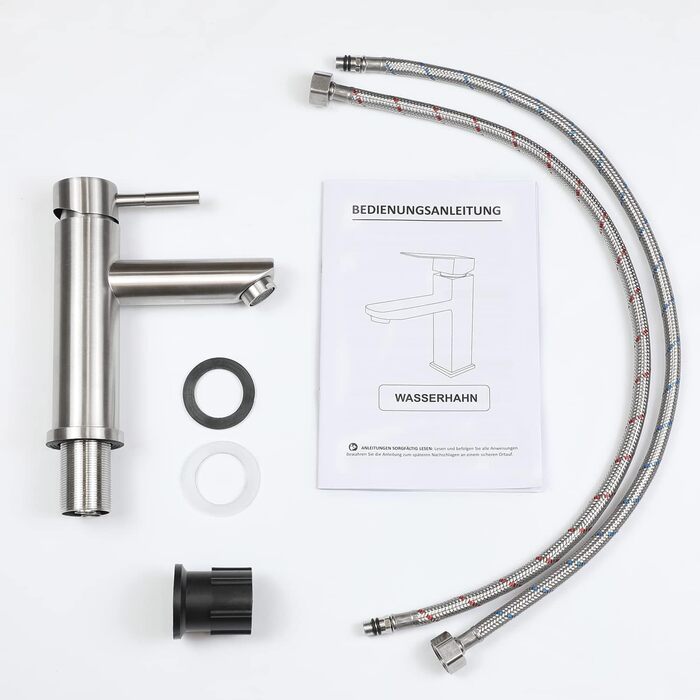 Змішувач для ванної кімнати з нержавіючої сталі з одним левом, для умивальника, під високий тиск, з гарячою та холодною водою