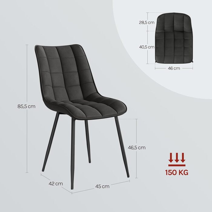 Стільці для їдальні WOLTU - кухонні стільці з м'якою спинкою та сидінням з льону, металеві ніжки, до 150 кг