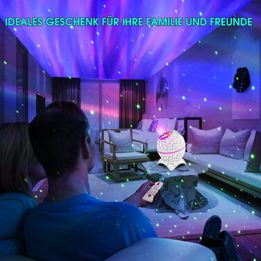 Проєктор зоряного неба LED Sternenhimmel з Bluetooth, нічник-планетарій з пультом, ефекти північного сяйва, білий шум, для дітей та дорослих