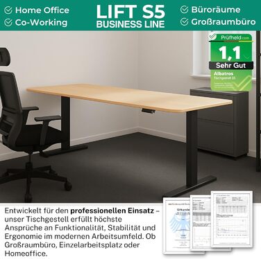 Електричний регульований стіл Albatros Lift S5: металеве підстав'яння, 2м, 120кг | Чорний