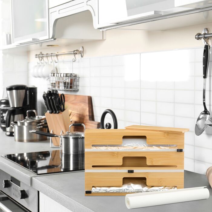 Диспенсер для харчової плівки Relaxdays з бамбука