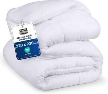 Ковдра постільна Utopia Bedding 220x230 см, стегане покривало з поліестером 350 GSM (біле)