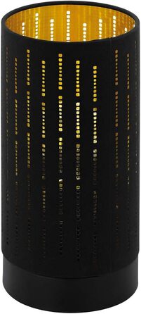Настільна лампа EGLO Varillas, настільна лампа на 1 полум'я, приліжкова лампа зі сталі та текстилю, лампа для вітальні в чорному, золотому кольорі, лампа з вимикачем, розетка E27 Сучасний