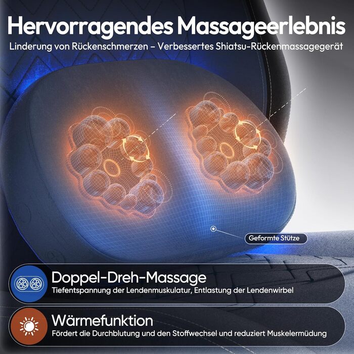 Ігровий крісло Dowinx з масажем, ергономічний дизайн, підставка для ніг, тканинний чохол, поперекова подушка, підголовник, 200 кг, блакитний