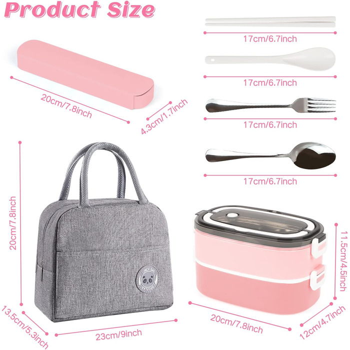 Ланчбокс дорослий та дитячий з сумкою, 3 відділи, витоки неможливі, для мікрохвильовки, бенто-бокс для роботи, школи, пікніка, подорожей (рожевий)