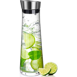 Скляна карафа з кришкою (1 літр) для напоїв: вода, чай, кава, молоко, вино